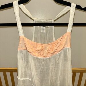 Trinity Sheer White and Peach Chemise